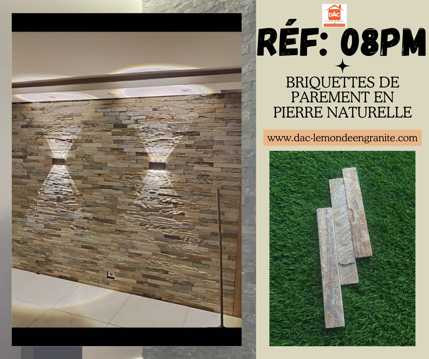 Briquettes de parement en granite